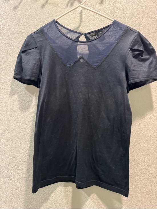 Marc By Marc Jacobs Tops - Marc by Marc Jacobs Navy Short-Sleeve Top with Sheer Mesh Yoke